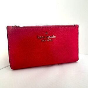 Kate Spade Leather Bifold Wallet Pink - Zipper Defect (Missing Pull Tab)